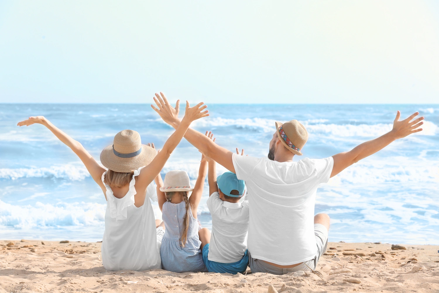 happy family on beach